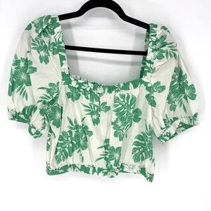 American Eagle Outfitters Green Leaf Print Blouse